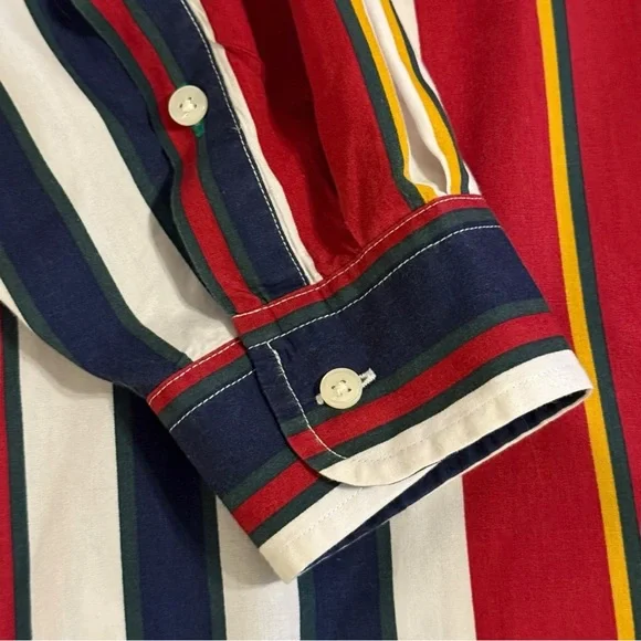 Tommy Hilfiger Vintage 90s Striped Button Down Shirt XL Crest Logo - Picture 3 of 12